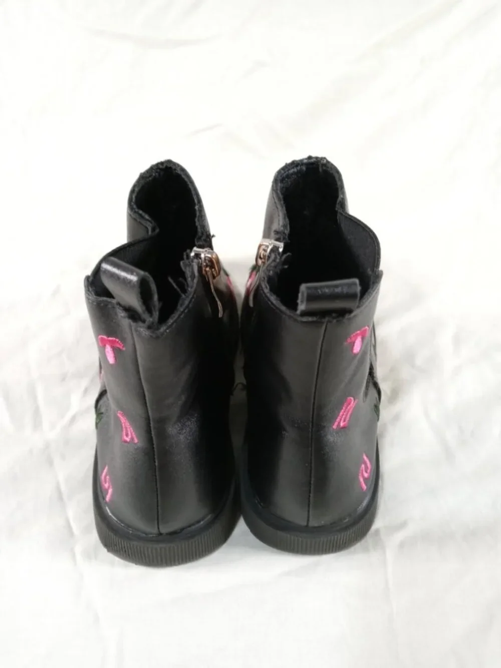 Shein Jnsq Girls Size 1 Ankle Flower Black Design Kids Boots in New Cond w Box